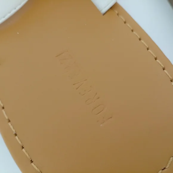 Forever 21 White Tan Tong Sandals With Ankle Straps Minimalist Design Size US 8 - Picture 7 of 12